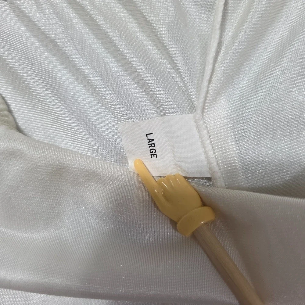 Vel Made Womens 80s White Nylon Tricot Pajama Set Smocking Granny Chic Vintage